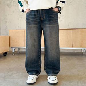 <span class=keywords><strong>Jeans</strong></span> in Denim da ragazzo a gamba larga stile Casual stile stile Casual a vita media lavabile traspirante per l'estate autunnale - Product Image 3