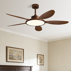 Ventilador <span class=keywords><strong>de</strong></span> <span class=keywords><strong>Techo</strong></span> Vintage <span class=keywords><strong>de</strong></span> 5 Aspas <span class=keywords><strong>con</strong></span> <span class=keywords><strong>Luz</strong></span>, Acabado en Nogal, Decorativo, <span class=keywords><strong>de</strong></span> 46/56 Pulgadas para Sala <span class=keywords><strong>de</strong></span> Estar o Comedor - Product Image 2