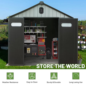 Caseta de Almacenamiento de Resina para Exteriores GQK de 6x6 Pies, Moderna y Resistente, con Puerta/Ventanas/Ventilaciones con Cerradura, Impermeable, para Herramientas de Jardín - Product Image 2