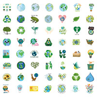 55 autocollants mignons de style dessin animé pour la Journée de la Terre, décoratifs pour journaux, papeterie, bouteilles d'eau, ordinateurs ; conception imperméable