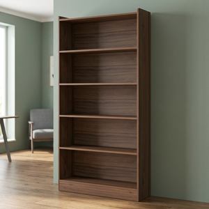 Estantería Moderna de Madera de Teca de 5 Niveles con Marco de Soporte Geométrico de Panel Plano - Product Image 2