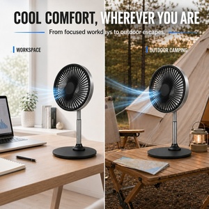 Ventilador Recargable Pluska G13 con Base Circular de Metal Resistente, Varilla de Altura Ajustable, Cabezal de Ventilador Desmontable de 136 mm, 3 Velocidades y 3000 mAh de Larga Duración - Product Image 5