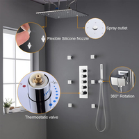 Système de douche monté au plafond en laiton pommeau de douche pluie de 16 pouces robinet thermostatique dissimulé pour hôtel Spa usage commercial