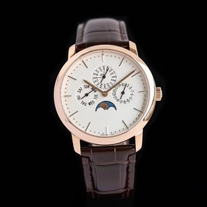 Montre-bracelet de luxe haut de gamme pour homme avec calendrier perpétuel, fonction phases de lune, boîtier en acier or rose, aiguilles, verre saphir, Nouveauté 2026 - Product Image 2