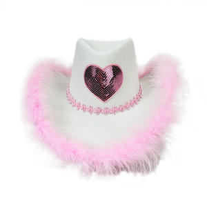 Nuevo Sombrero Vaquero del Oeste con Pelo Rosa para el Día de San Valentín, Sombrero Vaquero con Pelo Rosa en Forma de Corazón para Carnaval - Product Image 5