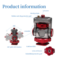 Rotule universelle multi-appareils avec amortissement, en aluminium, avec broche de positionnement Arri, vis 1/4 pouce, adaptateur griffe froide, stabilisateur pour moniteur et éclairage LED