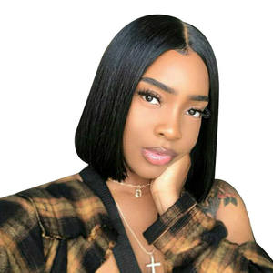 UMS Gran Oferta Peluca Bob con Parte Central Corta y Lisa de Fibra Sintética con Doble Trama a Máquina Ligera y Transpirable al por Mayor - Product Image 6