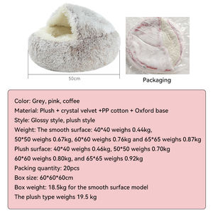 Modernes Winter-Haustier bett Rundes Nest-Hunde bett mit langem Pv-Plüsch-Kunst pelz Modischer Klassiker in rosa grauem Kaffee, verpackt im Karton - Product Image 5