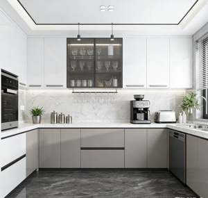 Armoires de cuisine en acrylique personnalisées BALOM, finition haute brillance avec éclairage LED et quincaillerie à fermeture douce - Product Image 2