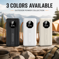 Nouvelle batterie externe portable 60000 mAh avec charge rapide PD 22,5 W, câble intégré, lampe torche LED, sortie USB-C, chargeur universel