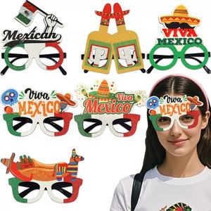 Gafas de Fiesta con Temática del Día Nacional <span class=keywords><strong>Mexicano</strong></span> de 5 de Mayo, Accesorios para Fotomatón, Gafas de Plástico con la Bandera de México y Cactus - Product Image 1
