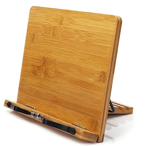 Бамбуковая подставка для книг, Регулируемый Поднос для книг и зажимы для бумаги для страниц, стол для чтения, портативный, прочный, легкий