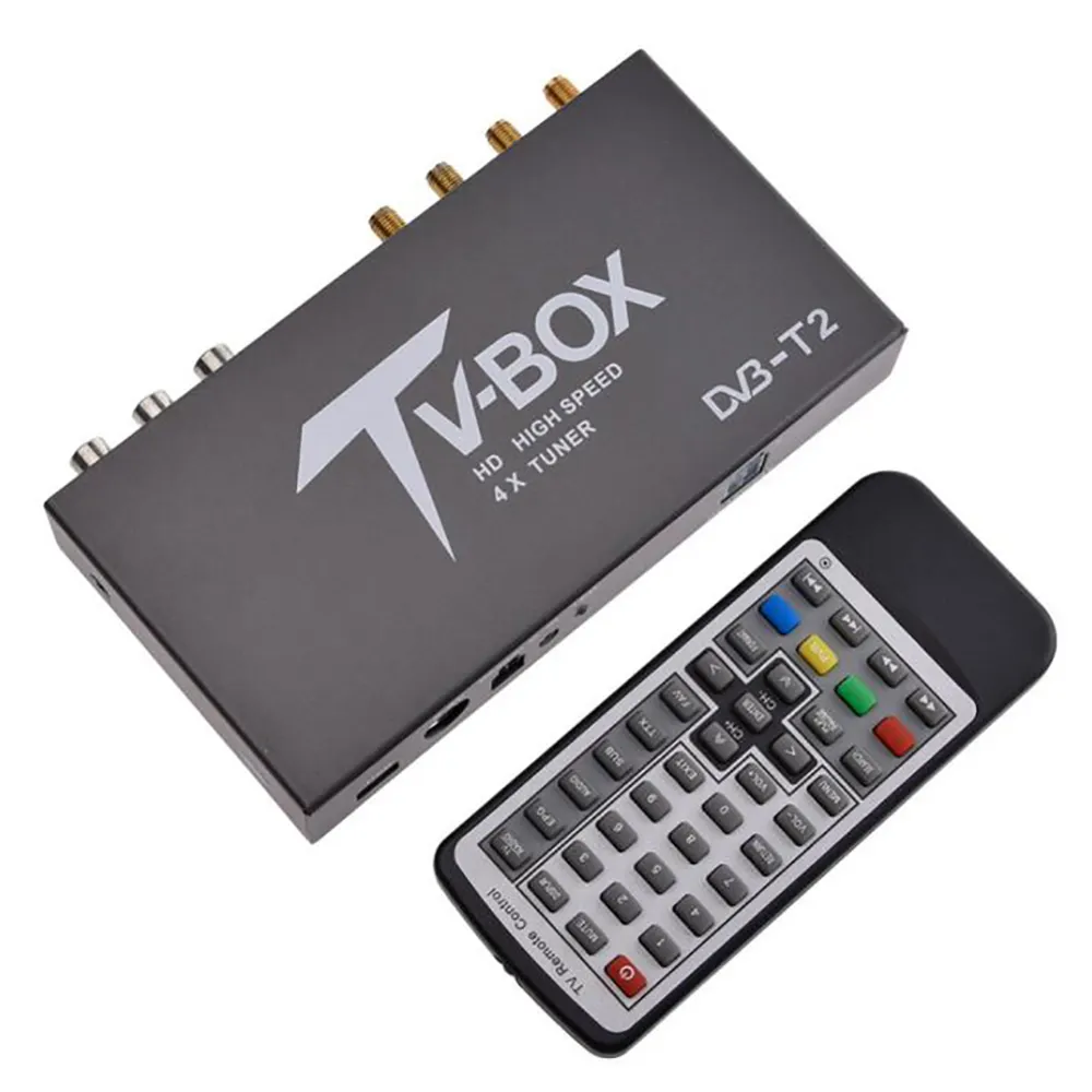 DVB-T2 HDTV Cho Xe Hơi Bộ Thu TV Kỹ Thuật Số DVB-T Đa PLP Hộp DTV Ô Tô Với 4 Ăng Ten Điều Chỉnh Nga Châu Âu Thái Lan Singapore