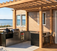 Cuisine extérieure modulaire en acier inoxydable, résistante à la rouille, empilable, station de cuisson extérieure pour la mise en scène de la restauration en plein air dans la cour