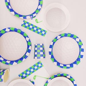 DAMAI DAMAI Juego de Platos Desechables para Fiestas, Cumpleaños Infantiles, Temática de Golf, Platos, Vasos y Servilletas de Papel, Vajilla para Fiestas - Product Image 1