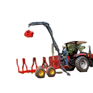 cheap price agricultural tractor mounted logging timber trailer crane trailer machinery