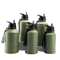 Bouteille d'eau de sport écologique à large ouverture en acier inoxydable, demi-gallon, motivante, 1,5 L/2,2 L, avec housse, cadeaux, Zen asiatique