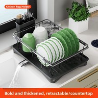 Égouttoir à vaisselle multifonctionnel et peu encombrant pour évier de cuisine, avec support de drainage pour bols et porte-couverts