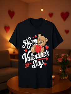 Maglietta Unisex per San Valentino, Manica Corta, Girocollo, 100% Cotone Jersey, Design Stampato con Cartoni Animati, Primavera Estate - Product Image 2