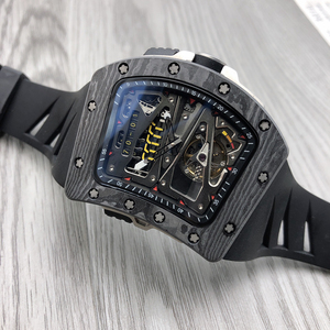 Montre tourbillon de haute qualité, montre en fibre de carbone, style course, calendrier, multifonction, automatique, mécanique, pour homme - Product Image 3