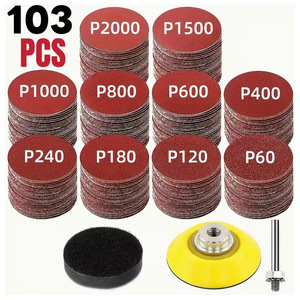 แผ่นขัดขนาด 2 นิ้ว 103 ชิ้น P60 ถึง P2000 อะลูมินาสำหรับขัดไม้ โลหะ เฟอร์นิเจอร์ยานยนต์ - Product Image 1