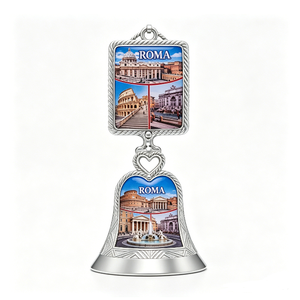 Campana de Recuerdo de Roma con Impresión Digital de Lugares Religiosos, Artesanía Metálica Plateada - Product Image 1