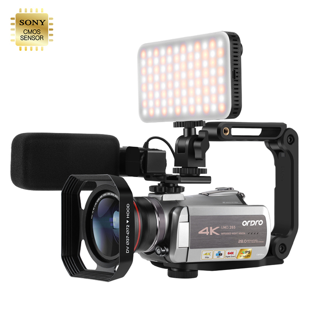 4K High End Church Professional UHD CMOS Sensor 13MP Digital IR Night Vision Vlog Video Camera 64X Zoom WiFi 3.0" IPS Touch