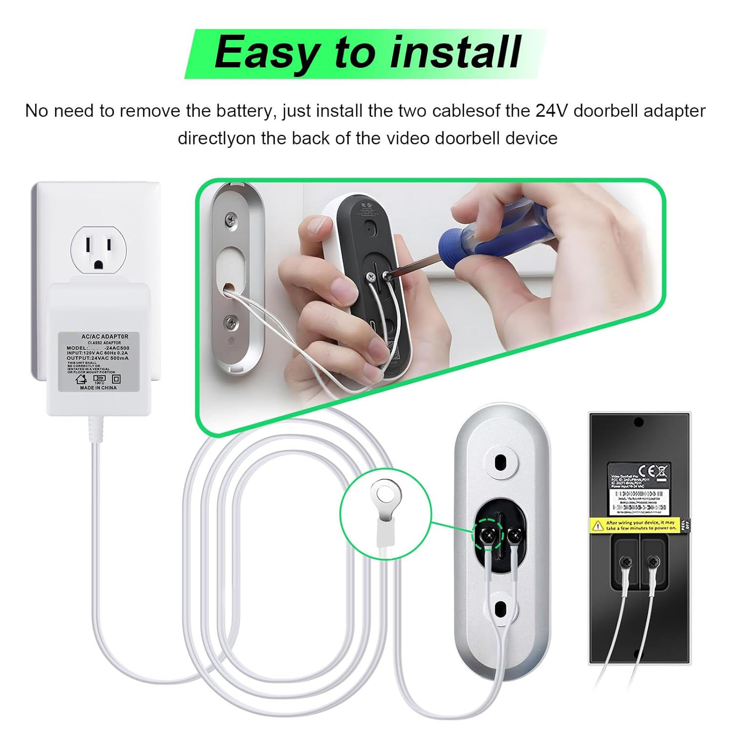 Battery Powered Nest Doorbell Installation Instructions Ring Doorbell Wire  Onerbl Power Adapter Compatible With Ring Video