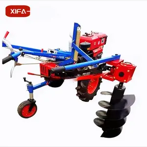 Multifunctional new walking tractor with excavator pile driver tree digger