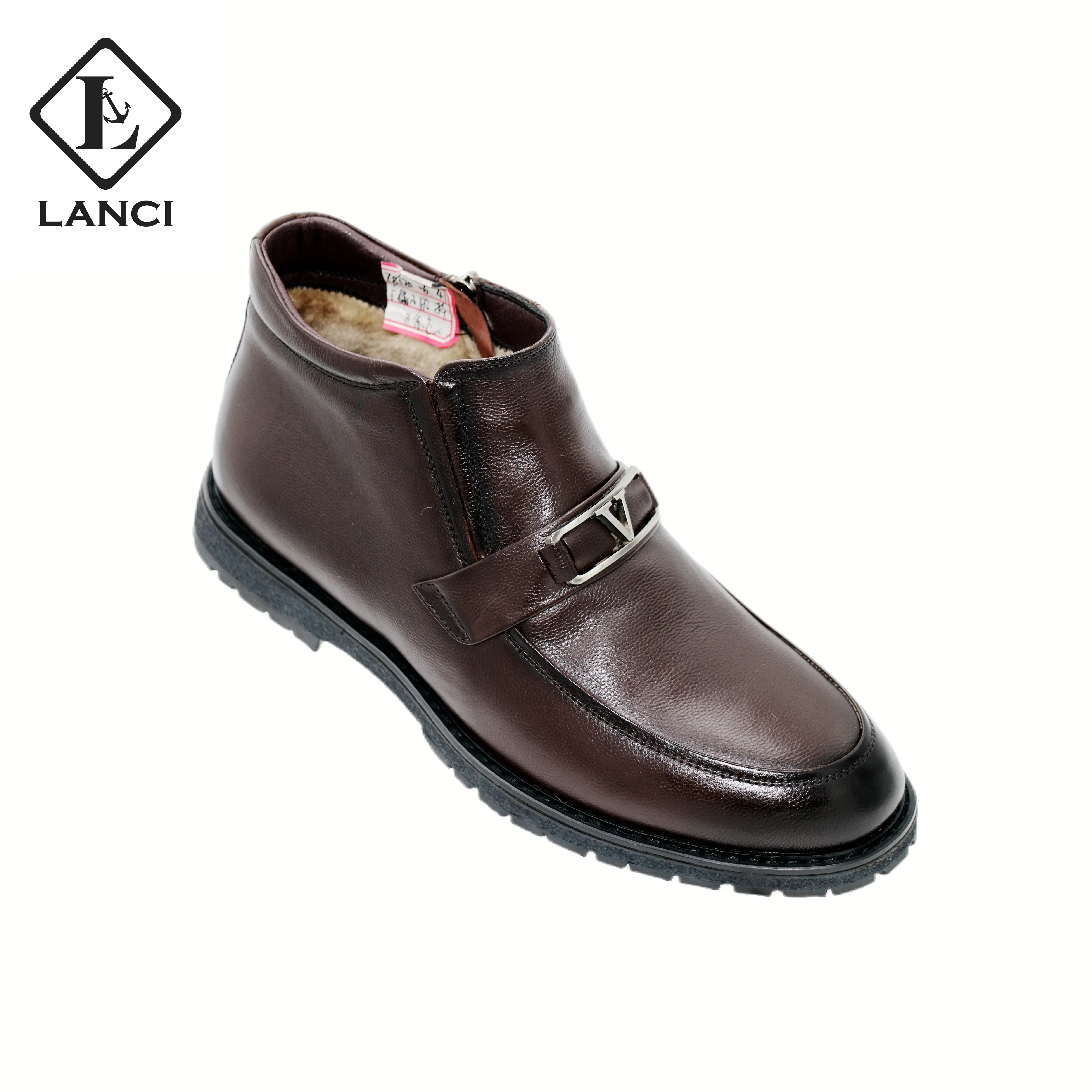 LANCI 2022 Chinese Top Factory upper leather shoes Genuine Leather Boots Winter Warm Men Chelsea Boots