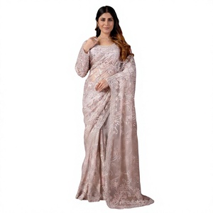 Sari de red suave para mujer, diseño indio de Vexotrend, hermoso diseño Patola, estilo tradicional, para todas las estaciones, para bodas y fiestas, de secado rápido - Product Image 1