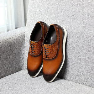 New Italian Handmade Pointed-toe Oxford <b>Shoes</b> - Office Professional Leather <b>Shoes</b> with Laces and Anti-slip <b>Function</b> - Product Image 4