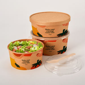 360 מ "ל-1500 מ" ל-מ "ל קערת סלט נייר/חד פעמי קערת הטייק עם מכסה/מזון ידידותי לסביבה - Product Image 5