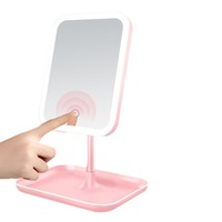 LED Makeup Mirror Portable Smart Lighted Vanity Mirror Touch-Up Fill-Light Magnification Available Aluminum Plastic Construction