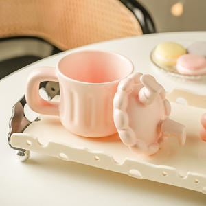 Tasse à café en céramique avec couvercle, tasse à petit-déjeuner au design élégant, cadeau d'anniversaire créatif - Product Image 3