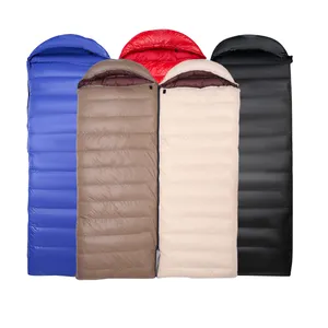 Saco de dormir para acampamento estilo envelope ultraleve com penas de ganso 95% tecido de nylon leve para turismo e caminhadas de inverno