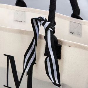 Custom <b>Printed</b> Logo White Canvas Tote Bag with Pocket and Zipper Convenient Shopping Solution - Product Image 2