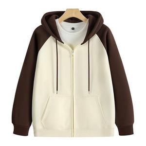 Vente en gros Sweat à capuche épais en polaire avec double fermeture éclair Sweat à capuche zippé surdimensionné Sweat à capuche unisexe avec fermeture éclair Colorblock - Product Image 4