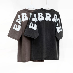 Vente en gros T-shirt avec broderie lavée vintage T-shirts avec logo personnalisé pour unisexe - Product Image 5
