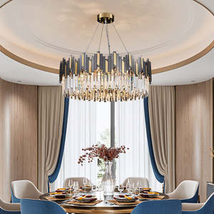 Gran oferta, decoración del hogar, iluminación creativa, sala de estar, candelabro de techo de cristal Led K9 redondeado dorado - Product Image 2