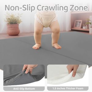 Colchón Plegable de Cuero Vegano para Bebé, Estera para Parque Infantil, 3cm, Espuma Extra Gruesa, Toallita No Tóxica, Listo para Viajar - Product Image 2