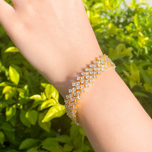 Shining Round Cut Cubic Zirconia Wide <strong>Mesh</strong> Pave <strong>Bracelet</strong> White Gold Plated Wedding Bridal CZ <strong>Bracelet</strong> for Women Engagement Party - Product Image 4