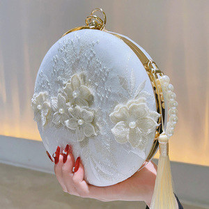 <b>Sweet</b> Lace Round Handbags High Quality PU Leather Women Crossbody Bags Female Small Fresh <b>Flower</b> Chain Shoulder - Product Image 5