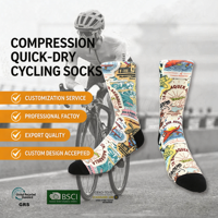 Chaussettes de cyclisme à compression à séchage rapide, chaussettes de sport à compression imprimées sur mesure, chaussettes de sport imprimées sans couture, chaussettes de cyclisme