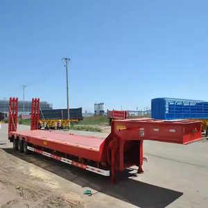 Semirremolque de plataforma baja de 3/4/5 ejes y 60 toneladas con cuello de cisne hidráulico de acero para transporte - Product Image 2