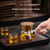 Théière en verre borosilicate résistant à la chaleur avec poignée latérale, théière Gongfu ergonomique anti-brûlure avec filtre en bois, style Zen asiatique, 350 ml