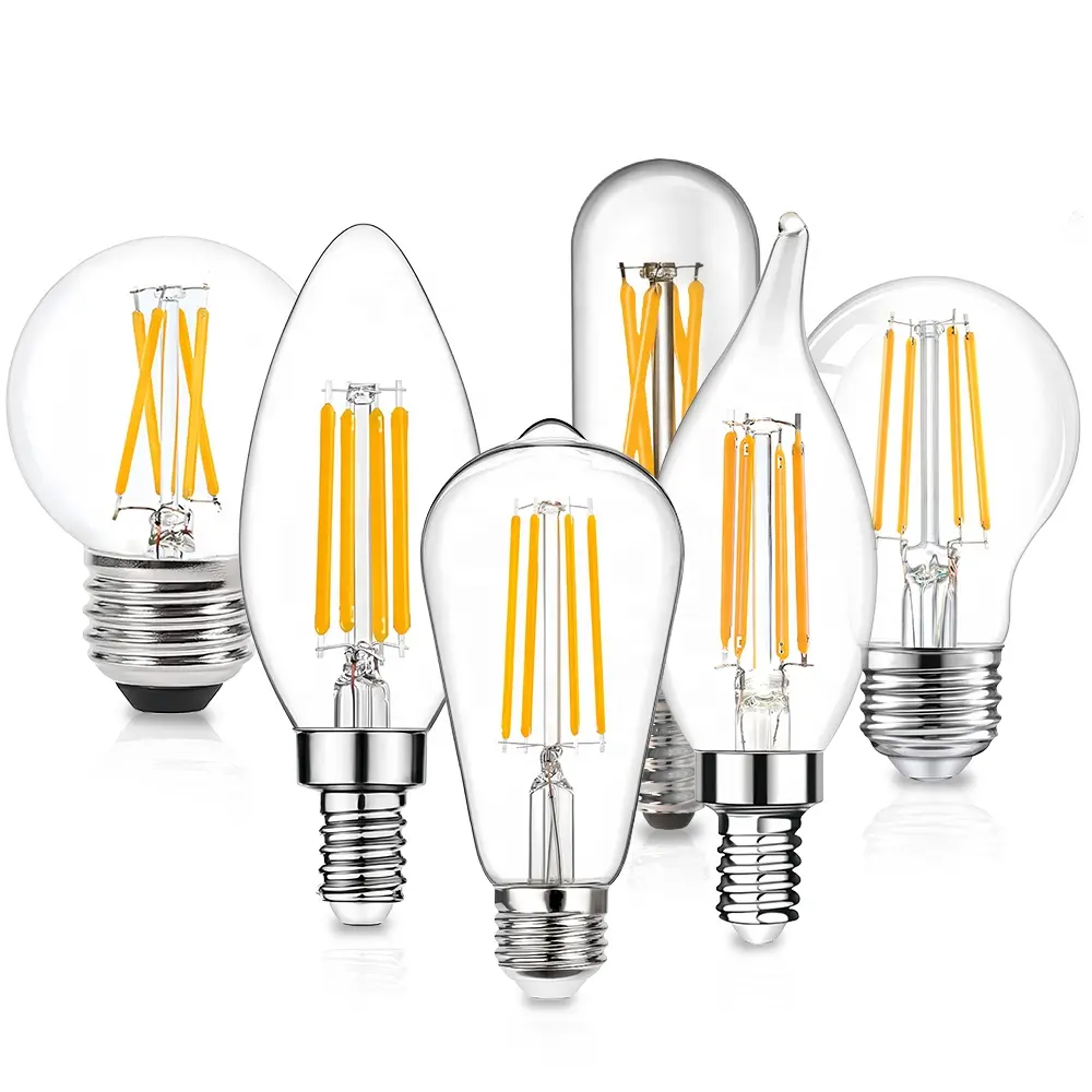 JESLED 4W 6W 8W LED Edison Bulb E27 E26 E14 E12 B22 Dimmable LED Bulb Lights A60/19 ST64 Wholesale LED House LED Filament Bulbs