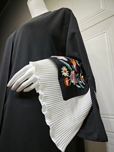 <span class=keywords><strong>M</strong></span>-176 モデストオープンアバヤ 女性用 コットン刺繍 アンクル丈 長袖 イスラム服 - Product Image 6