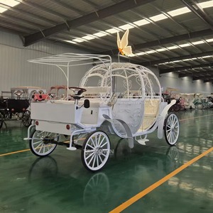 Carrosse électrique blanc en forme de citrouille avec décorations de papillons pour séances photo de mariage et défilés scéniques - Product Image 1