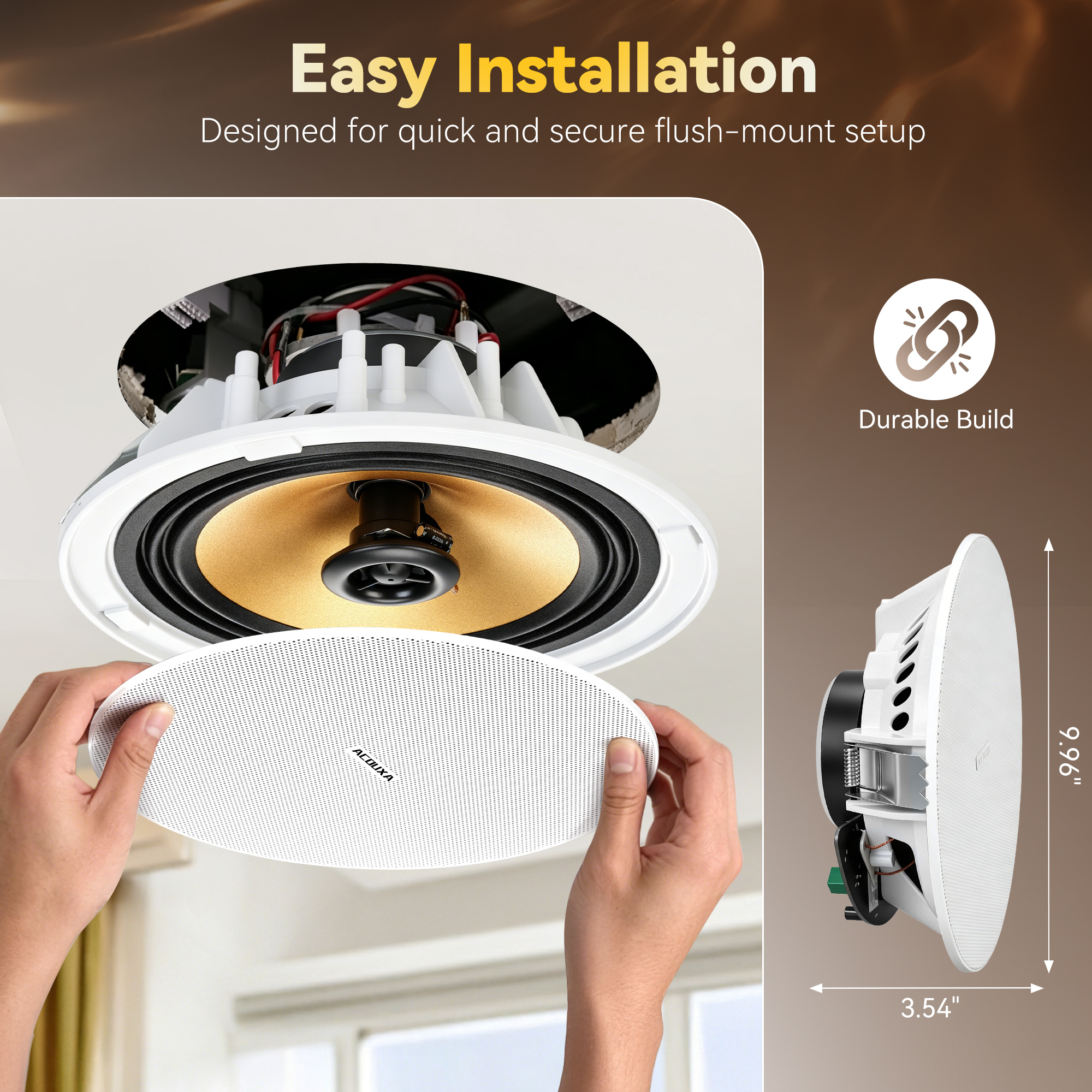 Ceiling Bluetooth Speaker Bluetooth 6.0 in Ceiling Audio Speaker 2 Channel HiFi Wireless Loudspeaker for Home Office · image 5